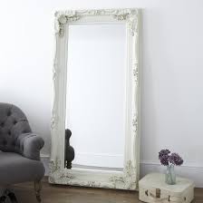 Full length leaning mirror large and wide wall mirror in rectangular black frame. Decorative Cream Full Length Mirror Primrose Plum