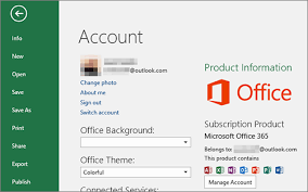 The Microsoft Account Associated With Office Appears On The Account Window Of An Microsoft Office Software Support Office Signs
