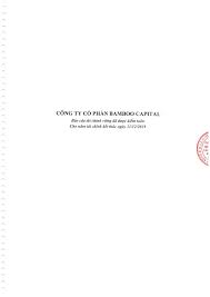 CÔNG TY CỔ PHẦN BAMBOO CAPITAL - Báo cáo tài chính riêng ...