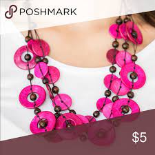 Pink Wooden Necklace Beautiful Multi Layer Wooden Necklace Come With Earrings Paparazzi Jewelry Necklaces Wooden Necklace Womens Jewelry Necklace Necklace