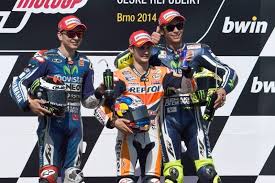 Podium In Brno 2014 1st Pedrosa 2nd Lorenzo 3rd Rossi 3