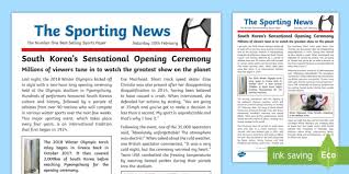 Ks2 Winter Olympics 2018 Wagoll Example Newspaper Report
