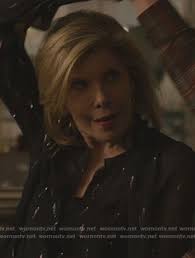 WornOnTV: Tegan's black metallic tie neck blouse