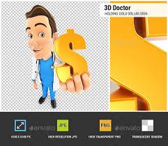 3d Doctor Holding Gold Dollar Sign In 2020 Dollar Sign Finance Infographic Business Man