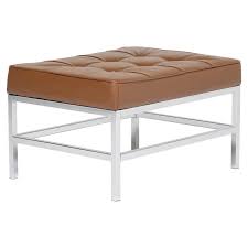 It can serve as a coffee table when topped with a tray and also works well as extra seating. Studio Home Ashlar Rectangle Bonded Leather Ottoman In Caramel Chrome 72034
