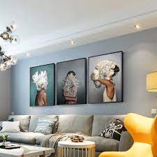 Feather Women Oil Painting Canvas Living Room Pictures Home Decor Decor