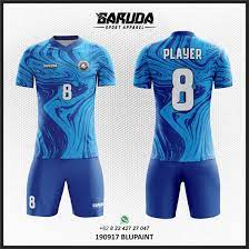 Warna tulisan bisa request ready warna merah, biru muda, tosca, kuning, orange, silver, gold, orange, pink, putih, hijau stabillo , sablon polyplek korea. Desain Jersey Futsal Blupaint Warna Biru