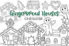Download Gingerbread Houses Digital Stamps Graphic By Keepinitkawaiidesign Creative Fabrica PSD Mockup Templates