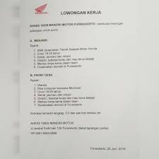 Ratusan iklan lowongan kerja surabaya terbaru untuk lulusan sma, d3, s1, freshgraduate, freelance, part time, full time ditayangkan setiap harinya. Lowongan Kerja Ahass Mandiri Motor Purwokerto Kerja Motor Belajar