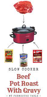 Place your roast on the bed of vegetables. Slow Cooker Beef Pot Roast With Gravy My Farmhouse Table