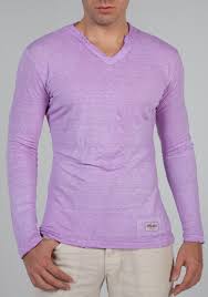 Jersey Linen Fitted Long Sleeve V Neck T Shirt In Light Purple Shop Claudio Basic White Long Sleeve Shirt Linen Style Fashion Long Sleeve Tshirt Men