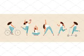 active sporty girl vector set by artbesouro on creativemarket pattern illustration illustration design sporty girls