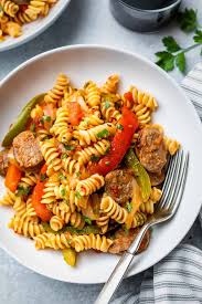 Italian Sausage And Peppers Pasta Dairy Free Simply Whisked Recipe In 2020 Italian Sausage Recipes Sausage Pasta Recipes Stuffed Peppers
