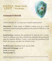 Animated Shield Crafting Magic Items Formula D D 5e Magic Item D D Dungeons And Dragons Dnd Items