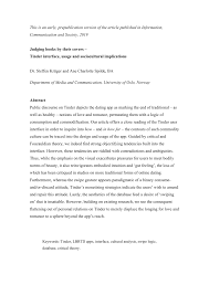 Once two users have matched, they can exchange messages. Pdf Judging Books By Their Covers Tinder Interface Usage And Sociocultural Implications