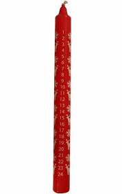 Advent Calendar Candle Reindeer And Snowflakes Red Advent Candles Candles Red Candles