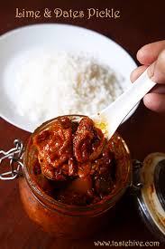 Mix sugar, pickling spice, salt, celery seed, cloves, and food coloring into vinegar until dissolved. Lime And Date Pickle Easy And Tasty Sweet And Sour Pickle For Biriyani Eenthapazham Naranga Achar Recipe Tastehive