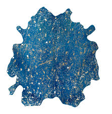 Lederteppich Glam 410 Blau Gold 2 00 2 60 Qm Online Bei