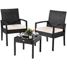 Maybe you would like to learn more about one of these? Costway 3 Pieces Outdoor Rattan Furniture Patio Conversation Set Backyard Garden Furniture Seat Cushioned Hw53509 The Home Depot Small Patio Furniture Rattan Patio Furniture Rattan Outdoor Furniture