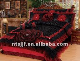 Luxury Red Black Bedding Set Bridal Comforter Set Black Bed Set Red And Black Bedding Wedding Bed