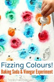 Baking Soda And Vinegar Fizzing Colors Experiment Happy Hooligans Toddler Science Experiments Science For Toddlers Science For Kids