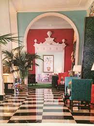 The Greenbrier Dorothy Draper Folding Screens Pagoda Doorframe Black And White Checkerboard Floor Artist House American Interior Living Decor