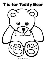 T Is For Teddy Bear Coloring Page Teddy Bear Coloring Pages Bear Coloring Pages Teddy Bear Crafts
