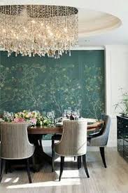 Eclectic yellow dining room ideas and designs. Wallpaper Accent Wall In Dining Room