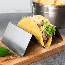 Baja style fish tacos are a regional style of taco found in san diego and the baja region of mexico this kind of fish taco is either grilled or fried and topped with either a creamy or vinegar based slaw. Choice Stainless Steel Taco Holder With 1 Or 2 Compartments 4 X 4 X 2