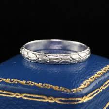 Art deco diamond wedding band ring, size 8. Antique Art Deco Platinum Engraved Pattern Wedding Band Size 8 Ebay