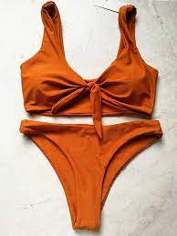 25 Off 3 Sets Front Tie Bathing Suit Orange Burnt Bikini Sale Swimsuits Bathing Suits Bikinis