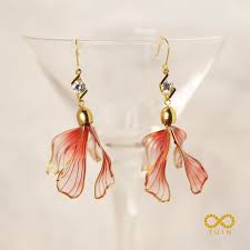 creema minne代购手工树脂金鱼花火鱼尾耳钉 耳夹 淘宝网 drop earrings earrings jewelry