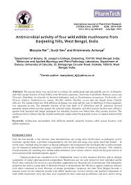 Pdf Antimicrobial Activity Of Four Wild Edible Mushrooms