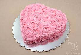 Birthday Cake Heart Shaped Butterscotch Cake V S Bakehouse Pink Rosette Sugar Balls Heart Shaped Cakes Valentine Cake Make Birthday Cake