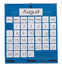 School Smart Pocket Chart Calendar 25 X 28 In