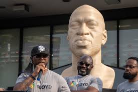 The cellphone video shows floyd, who is black. Juneteenth George Floyd Statue Unveiled In Brooklyn Newark