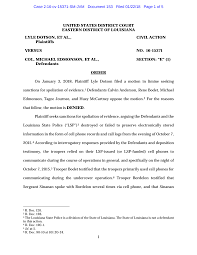 1 UNITED STATES DISTRICT COURT EASTERN DISTRICT OF LOUISIANA LYLE DOTSON,  ET AL., Plaintiffs CIVIL ACTION VERSUS NO. 16-15371 C