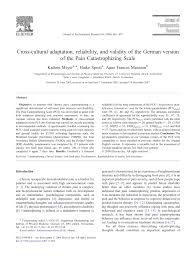 PDF) Cross-cultural adaptation, reliability, and validity of the German  version of the Pain Catastrophizing Scale