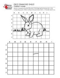 Rabbit Grid Drawing Worksheet For Middle High Grades Middle School Art Projects Drawing Grid Line Art Lesson