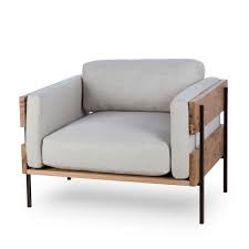 Carson Rustic Reclaimed Oak Oatmeal Armchair Furniture Modern Lounge Chairs Chair