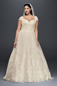 cap sleeve lace plus size ball gown wedding dress oleg