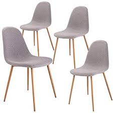 Amazon Com Giantex Dining Side Chairs Set Of 4 Sturdy Metal Legs Wood Look Fabric Cushion Seat Back Home Din Side Chairs Dining Furniture Chair Dining Chairs