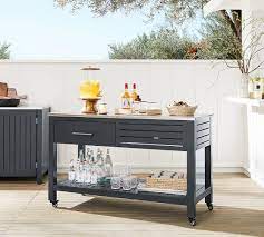 A summer cooking area is a big investment. Indio Metal Outdoor Kitchen Island Slate Pottery Barn
