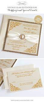 Gold And Ivory Elegant Wedding Invitation Gold Glitter Wedding Etsy Glam Wedding Invites Glitter Wedding Invitations Vintage Glam Wedding Invitations