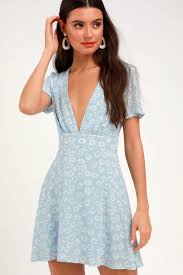 Wear it once and you'll want to live in this pattern all summer! Cute Light Blue Floral Print Dress Floral Mini Dress Sundress Lulus