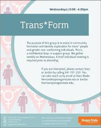 Tran Form Support Group At Osu For Gender Variant Students Support Group Supportive Oregon State University