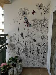 Black And White Bright Wallpaper Garden Wall Decor Flower Wall