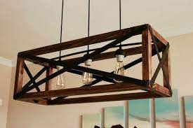 Furniturespot Hanging Light Wooden Box With 3 Bulbs Made By Our Maker Custom Made Rustic Chandelier Lighting Wood And Metal Chandelier Diy Chandelier