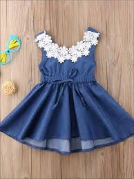 Girls Spring 3d Flower Lace A Line Denim Dress In 2020 Girl Outfits Dresses Kids Girl Kids Dress