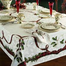 Holiday Nouveau Table Linens By Lenox Christmas Table Cloth Christmas Table Decorations Holiday Dining Room